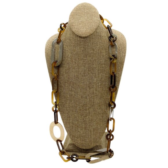Hermes La Ligne Corne Horn Line Brown Horn Necklace